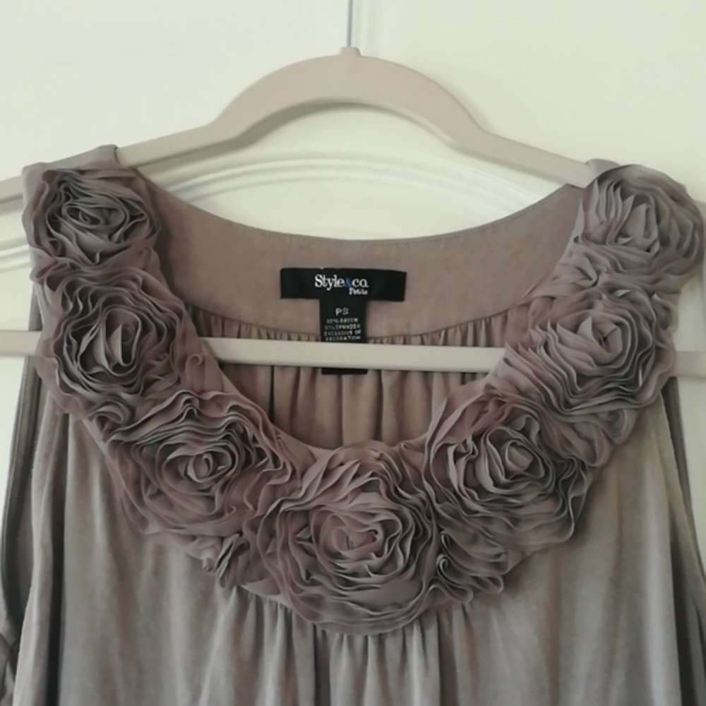 Style & Co. Petite Flowar-Collared Sleeveless Top